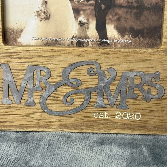 Mr. & Mrs. Wooden Rustic Picture Frame 2020 - Picture 2 of 8